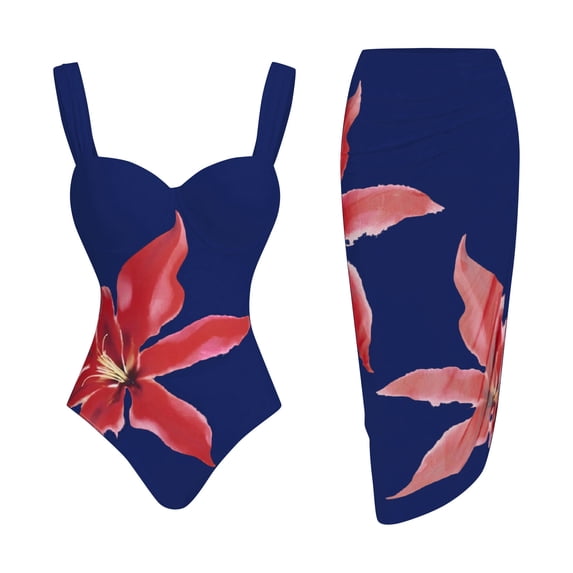 Zwiiyzr Women's Bikini Set Fashion Two Piece Flower Print Tight Two-Piece Sports Swimsuit
