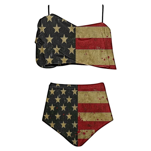 ZQUUVOU Women's Bikini Set Tummy Control Ruffled Swimsuit Set (B-Multicolor,XL)