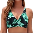 thumbnail image 1 of ZQUUVOU Women's Bikini Top Front Wrap Print Swimsuit Push-Up Padded Swimsuit Top (F-Green,M), 1 of 4