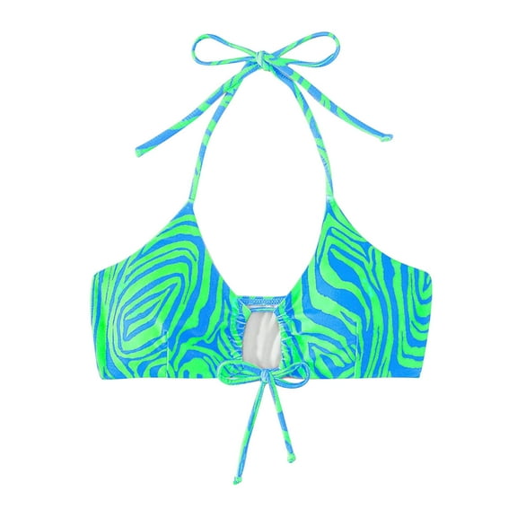 ZQUUVOU Women's Bikini Tops Push Up Bathing Suit Top Padded Swimsuit Top (Mint Green,L)