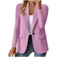thumbnail image 1 of ZQUUVOU Women's Blazer Solid Color Button Long Sleeve Jacket (Purple,L), 1 of 6