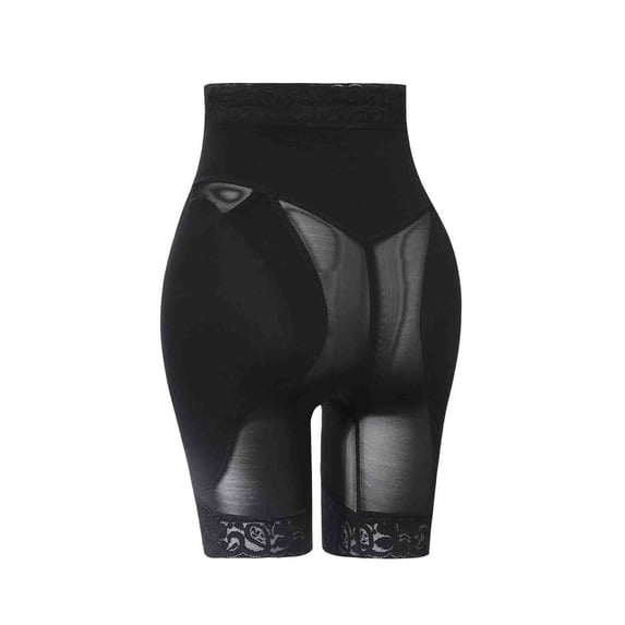 ZQUUVOU Women's Body Shapewear Shorts High Waisted Tummy Control with Butt Pads Lifting Body Shaper Panties Black