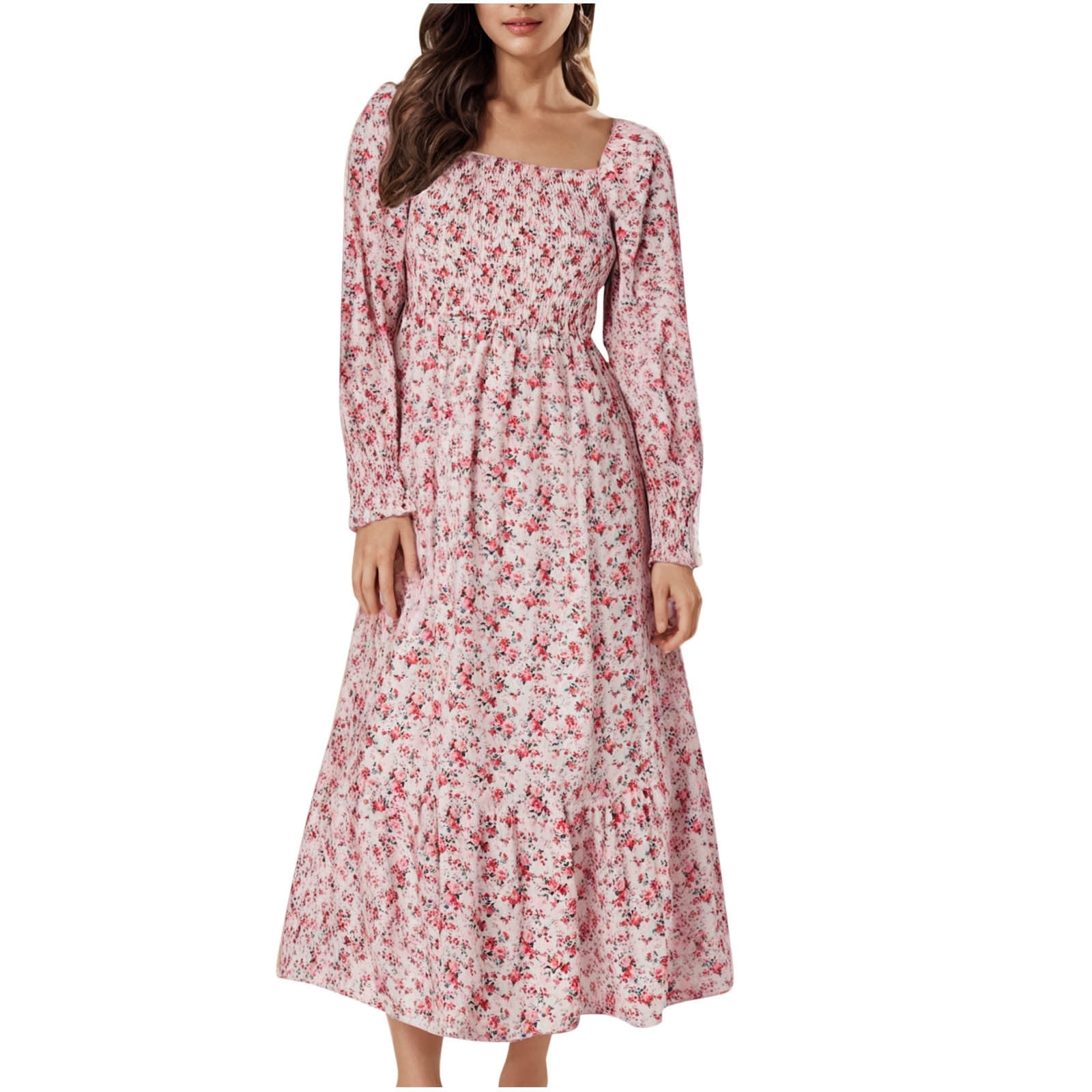 Half Bubble Sleeves V-Neck Fashion Print Boho Dress main image 1