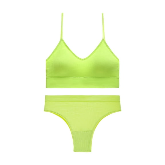 ZQUUVOU Women's Bralette Hipster Set 2 Piece Seamless Soft Bralette and Thong Wireless No Show for Women Everyday Green