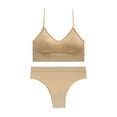 thumbnail image 1 of ZQUUVOU Women's Bralette Hipster Set 2 Piece Seamless Soft Bralette and Thong Wireless No Show for Women Everyday Khaki, 1 of 3