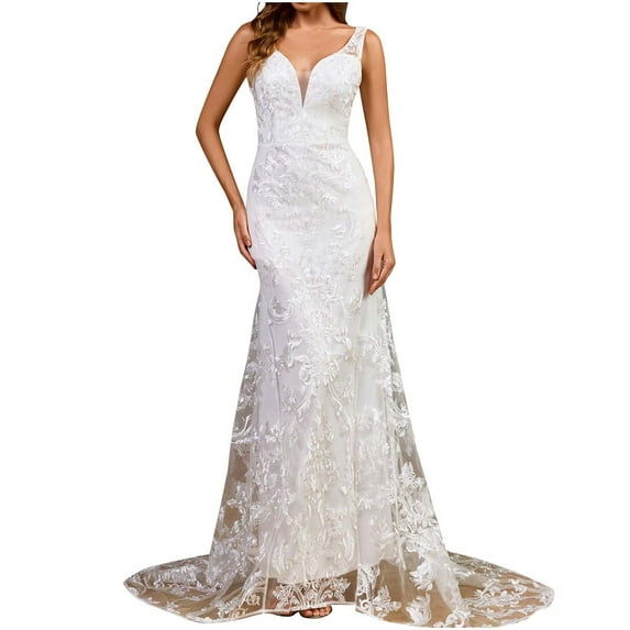 ZQUUVOU Women's Bustier Wedding Gown Spaghetti Strap Bodycon Formal Dress Bridal Party Ball Gown Dresses White