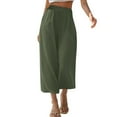 thumbnail image 1 of ZQUUVOU Women's Capris Pants Casual Solid Color Loose Capris Pants with Pocket(Olive Green,S), 1 of 9