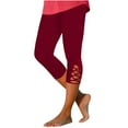 thumbnail image 1 of ZQUUVOU Women's Capris Pants Summer High Waisted Solid Color Slim Fitting Yoga Gym Pants(Red,2XL), 1 of 9