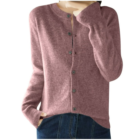 ZQUUVOU Women's Cardigan Sweaters Lightweight Fall Oufits Clothes Fashion Trendy Long Sleeve Button Open Front Casual Top (Watermelon Red,M)