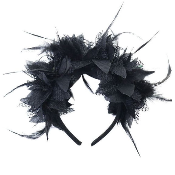 ZQUUVOU Women's Carnival Feather Headband Flower Party Hair Accessory Dance Headpiece Role Play Carnival Props Black