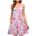 thumbnail image 1 of ZQUUVOU Women's Carnival Print Dress Plus Size Sleeveless Round Neck Mini Length Loose Party Outfit Festive Pink, 1 of 5
