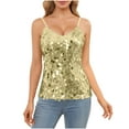 thumbnail image 1 of ZQUUVOU Women's Carnival Sequin Camisole Solid Color Round Neck Sparkly Sleeveless Tops Festival Celebration Party Gold, 1 of 9