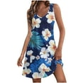 thumbnail image 1 of ZQUUVOU Women's Casual Dress Summer Beach Printed Sleeveless Sundress Pocket G-Navy,M, 1 of 7