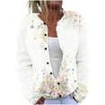 thumbnail image 1 of ZQUUVOU Women's Casual Printed Knitted Cardigan Button Coat (White,4XL), 1 of 5
