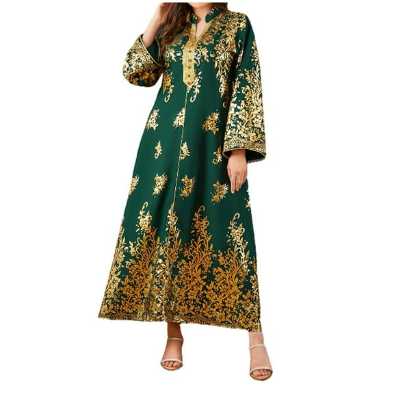 ZQUUVOU Women's Casual Tunic Dress Loose Long Sleeve Round Neck Loose Comfortable Midaxi Length Day Dress Green