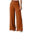thumbnail image 1 of ZQUUVOU Women's Casual Wide Leg Pants Solid Color Fashion Pleated Elastic High Waist Trousers with Pocket Khaki, 1 of 7