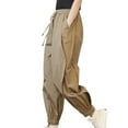 thumbnail image 1 of ZQUUVOU Women's Cinch Bottom Sweatpants High Waist Drawstring Cargo Pants Loose Straight Leg Tapered Ankle Pants Khaki, 1 of 5