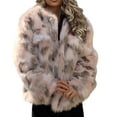thumbnail image 1 of ZQUUVOU Women's Color Block Faux Fur Jacket Long Sleeve Leopard Print Fluffy Shaggy Jacket Winter Warm Furry Overcoat Pink, 1 of 8