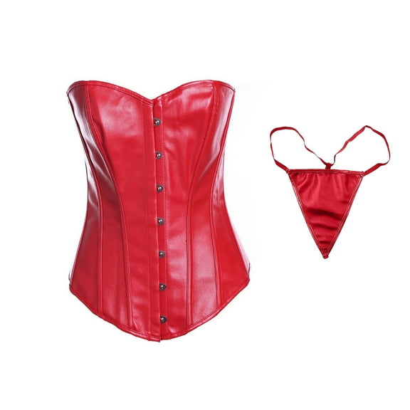 ZQUUVOU Women's Corset Top Bustier Renaissance Lace up Overbust Satin Plus Size Steampunk Corset Black Renaissance Bustier Red