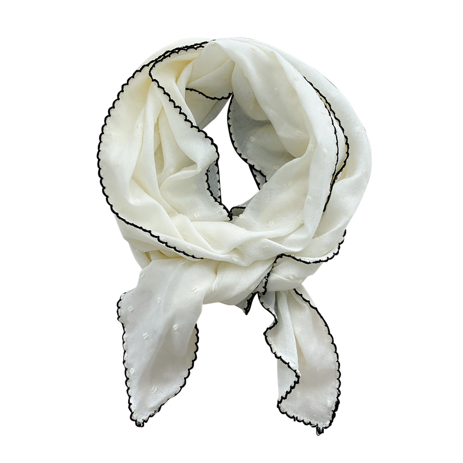 ZQUUVOU Women's Cotton Linen Lace Scarf Silk Scarf Versatile