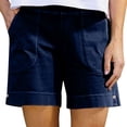 thumbnail image 1 of ZQUUVOU Women's Cotton Linen Shorts Summer Solid Color Casual Shorts with Pocket(Navy,XL), 1 of 7