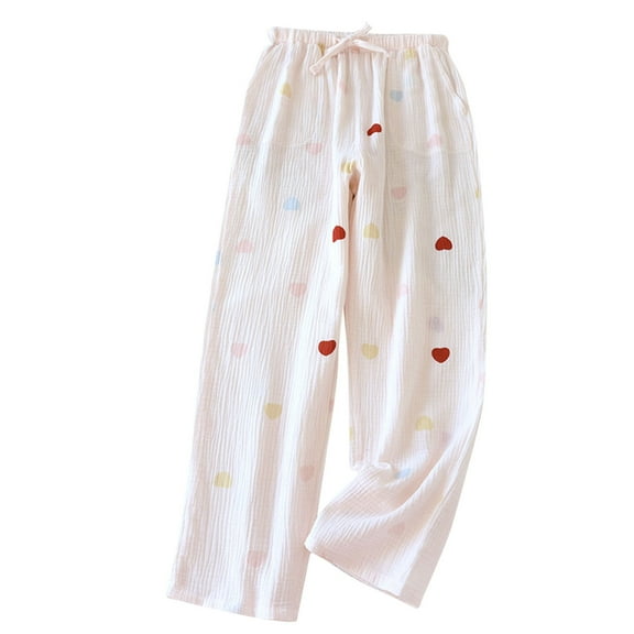ZQUUVOU Women's Cotton Pants with Pockets Ligtweight Comfortable Lounge Sleep Pants Breathable PJ Bottoms Pink