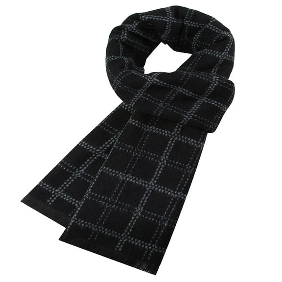 ZQUUVOU Women's Cotton Scarf Unisex Wool Warm Winter Scarf Plaid Classic Thickened Brushed Soft Lightweight Thermal Gift Black