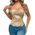 thumbnail image 1 of ZQUUVOU Women's Court Lace Corset Tops Victorian Elegant Bustier with Underwire Support Themed Parties Tube Tops Khaki, 1 of 4