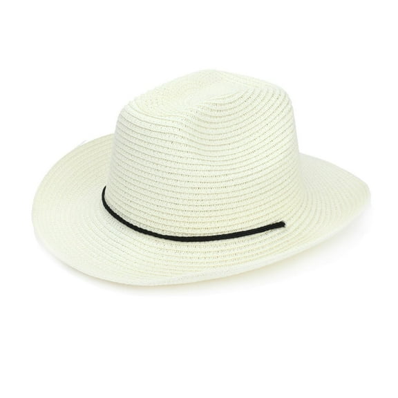 ZQUUVOU Women's Cowboy Hat Beach Sun Protection Straw Hat Summer Outdoor Lightweight Breathable Festival Accessory White