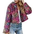 thumbnail image 1 of ZQUUVOU Women's Cropped Faux Fur Jacket with Hood Full Zipper Warm Leopard Printed Short Coat Winter Outerwear Hot Pink, 1 of 6