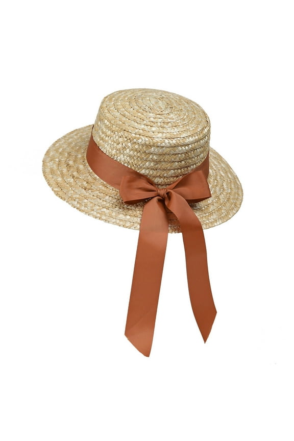 Women's Cute Bow Straw Hat Sun Protection Fisherman Floppy Foldable Summer Hats Beach Accessory Orange