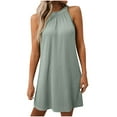 thumbnail image 1 of ZQUUVOU Women's Dress Casual Halter Solid Color Sleeveless Midi Dress Olive Green,XL, 1 of 6