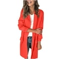 thumbnail image 1 of ZQUUVOU Women's Fall Lightweight Coat Notch Lapel Long Sleeve Trendy Open Front Long Jackets Casual Oversized Outfits Red, 1 of 7