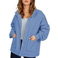 thumbnail image 1 of ZQUUVOU Women's Fall Long Cardigan Lightweight Solid Color Jacket Casual Zipper Long Sleeve Pocket Hooded Long Sweater Blue A, 1 of 3