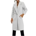 thumbnail image 1 of ZQUUVOU Women's Fall Winter Long Pea Coat Notch One Button Trench Coat Fleece Warm Overcoat Long Jacket with Pocket White, 1 of 7