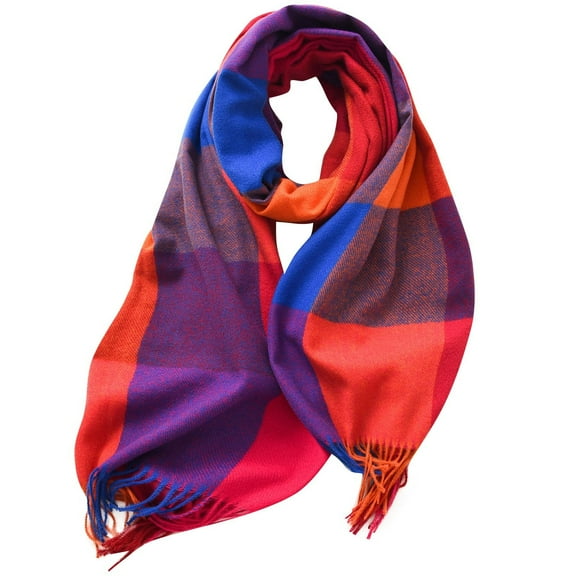 ZQUUVOU Women's Fashion Scarves Long Shawl Winter Warm Large Tassel Plaid Scarf Fashionable Soft Friendly Scarf Watermelon Red
