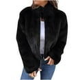 thumbnail image 1 of ZQUUVOU Women's Faux Fur Jacket Winter Warm Zip Up Front Plain Color Long Sleeve Comfortable Plush Thermal Outerwear Black, 1 of 7