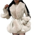 thumbnail image 1 of ZQUUVOU Women's Faux Leather Jacket with Faux Fur Collar Fall Winter Trendy Long Sleeve Furry Trim Parka Coat with Belt Beige, 1 of 6