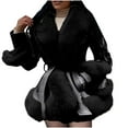 thumbnail image 1 of ZQUUVOU Women's Faux Leather Jacket with Faux Fur Collar Fall Winter Trendy Long Sleeve Furry Trim Parka Coat with Belt Black, 1 of 6