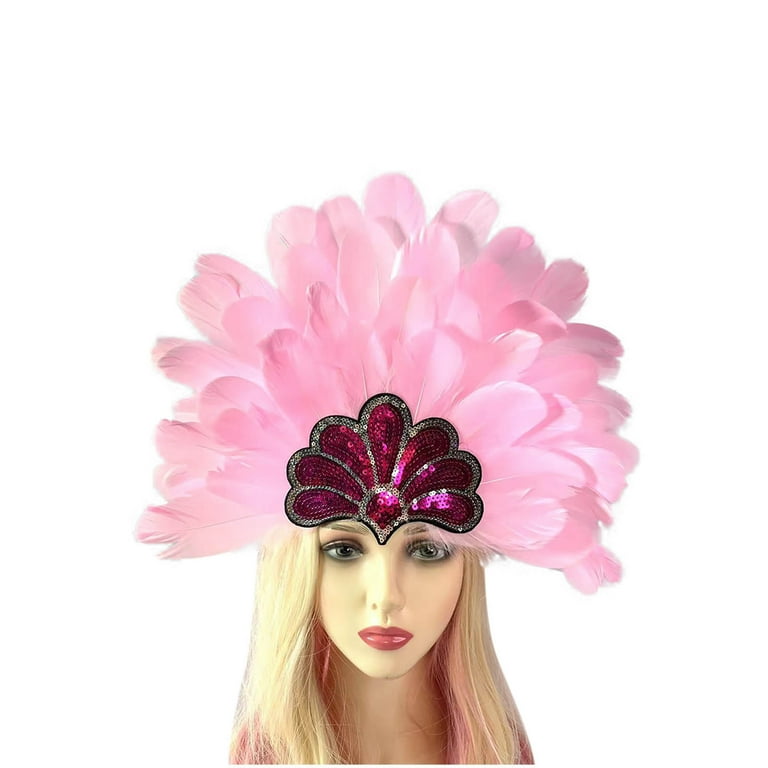 Feather Headpiece Showgirl Headdress Masquerade Party Carnival Sequin Headband ZQUUVOU Women main image 3
