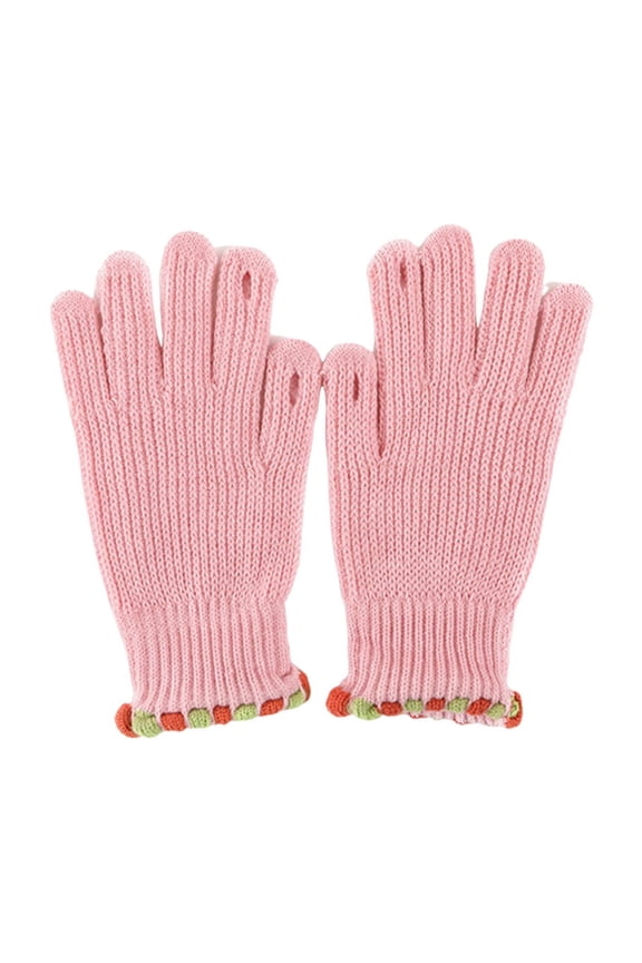 Women's Fingerless Touchscreen Gloves with Plush Lining Outdoor Riding Protection Cold Weather Protrection Pink