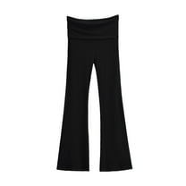ZQUUVOU Women's Flare Leggings Yoga Pants High Waist Sport Pants High Elasticity Slim Bootcut Comfortable Casual Trousers Black