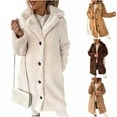 thumbnail image 1 of ZQUUVOU Women's Fleece Coat Fall Winter Plush Coat Mid Length with Notch Lapel Long Sleeve Comfort Windbreaker Warm Outerwear Brown, 1 of 7