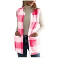 thumbnail image 1 of ZQUUVOU Women's Fleece Plaid Vest Casual Mid Length Sleeveless Jacket Fall Winter Warm Trendy Coat with Pocket Hot Pink A, 1 of 8