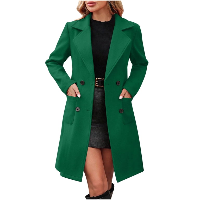 ZQUUVOU Women's Fleece Trench Coat Solid Color Notch Collar Plush