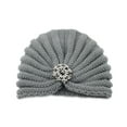 thumbnail image 1 of ZQUUVOU Women's Flower Rhinestone Turban Cap Muslim Pre Tied Beanie Headwrap Sequin Bonnet Stretch Pleated Hat Gray B, 1 of 4