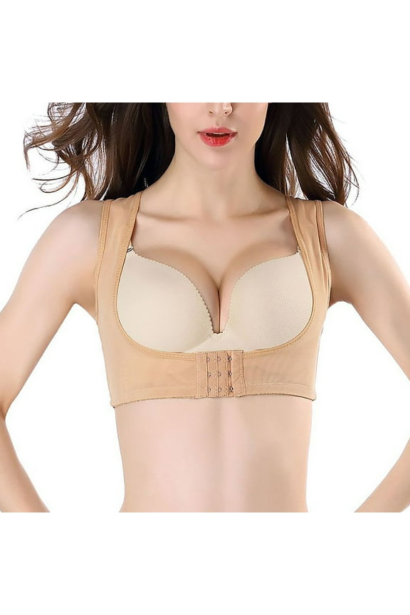Women's Front Closure Bra Brace Up Lightweight Posture Corrector Sleeveless Back Brace Support Shaper Beige