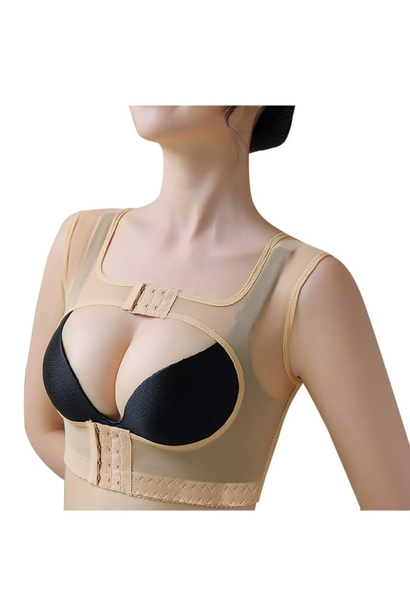 Women's Front Closure Bra Support Chest Brace Up Posture Corrector Shapewear Tops Vest for Post Surgery Recovery Beige