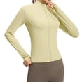 thumbnail image 1 of ZQUUVOU Women's Full Zip Up Jackets Cropped Lightweight Yoga Jackets with Thumb Holes for Workout Slim Runing Athletic Yellow, 1 of 5