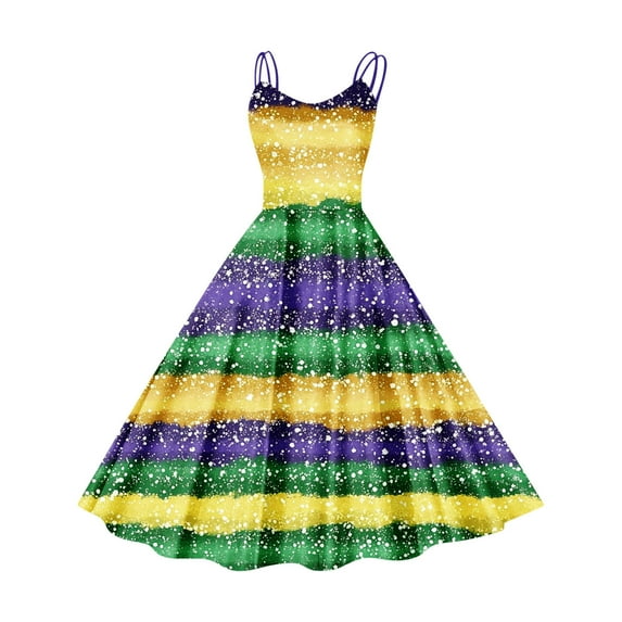 ZQUUVOU Women's Glitter Print Dress Sleeveless Mini Length Cute Vintage Valentines Carnival Sparkling Outfit Multicolor A